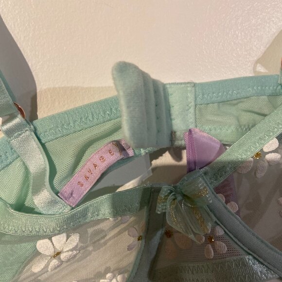 Savage X Fenty Mint Green Floral Bra - Picture 3 of 5
